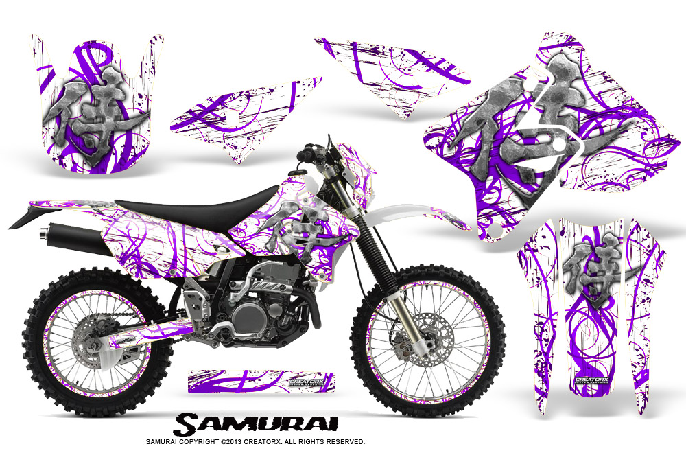 Suzuki DRZ400 Enduro Graphics Kit Samurai Purple White NP Rims